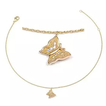 Les Trsors De Lily [R3740] - Ножной браслет с позолотой Бабочка из белого золота - 9x8 мм (сердце)