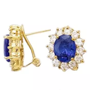 Les Trsors De Lily [R3765] - Серьги с позолотой Victorina Золотисто-белый сапфир - 16x14 мм