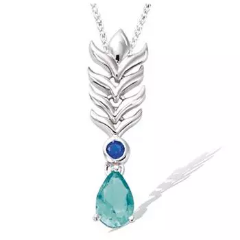 Les Trsors De Lily [R3788] - Серебряное колье Sissi зеленый синий серебро (родий) - 30x9 мм (перо павлина)