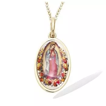 Les Trsors De Lily [R3850] - Позолоченный многоцветный позолоченный кулон Дева Мария - 18x12 мм