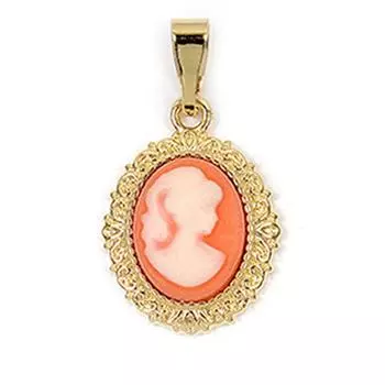 Les Trsors De Lily [R3891] - Позолоченный кулон Камея с золотым апельсином - 15x12 мм