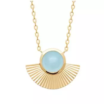 Les Trsors De Lily [R3942] - Позолоченное колье Clopatra , золотисто-синий агат - 20x15 мм