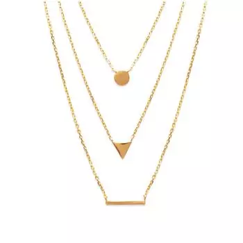 Les Trsors De Lily [R3950] - Колье Бохо с позолотой - 3 ряда - 40 и 45 и 50 см - узор 15x1 - 6x6 и 5 мм