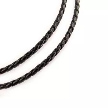 Les Trsors De Lily [R4038] - Черный плетеный стальной шнур Кожа - 45 см 4 мм