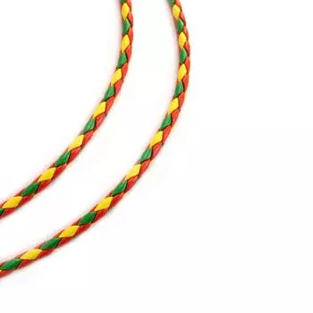 Les Trsors De Lily [R4041] - Плетёный стальной шнур Кожа оранжево-зелёный жёлтый - 45 см 4 мм