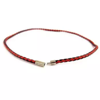 Les Trsors De Lily [R4043] - Плетёный стальной шнур Кожа чёрно-красный - 45 см 4 мм