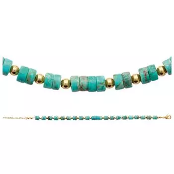 Les Trsors De Lily [R4109] - Позолоченный браслет Mineralia золотая бирюзовая яшма - 5 мм