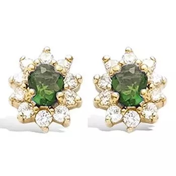 Les Trsors De Lily [R4168] - Позолоченные серьги «Виктория», изумрудно-зеленый, белое золото - 10x8 мм