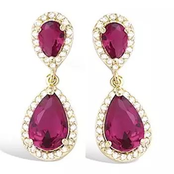 Les Trsors De Lily [R4174] - Позолоченные серьги Sissi золотой рубин - 22x9 мм