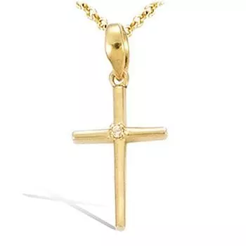 Les Trsors De Lily [R4184] - Подвеска Крест из белого золота с позолотой - 15x10 мм