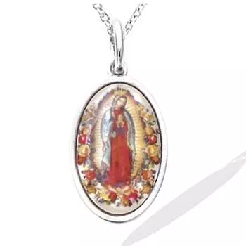 Les Trsors De Lily [R4186] - Разноцветный серебряный кулон «Дева Мария» (родий) - 18x12 мм
