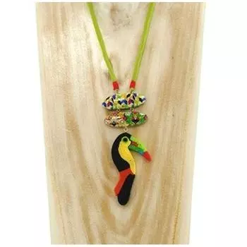 Les Trsors De Lily [R4286] - Колье ручной работы Mistinguette зеленое (тукан) - 140x55 мм