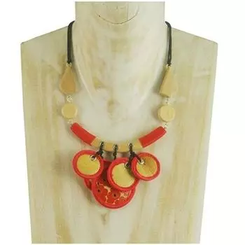 Les Trsors De Lily [R4306] - Колье ручной работы Mistinguette красно-бежевый (Сакура) - 11x10см