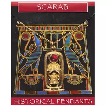 Les Trsors De Lily [R4356] - Колье в стиле ретро Древний Египет золотисто-красный (происхождение иероглиф скарабея / Хепри) - 30x16 мм