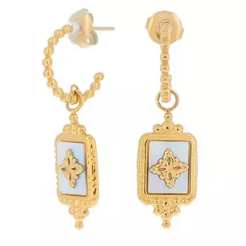 Les Trsors De Lily [R4375] — дизайнерские серьги-кольца из стали «Клеопатра», золотисто-белые. (перламутр) - 15мм - 20х10мм