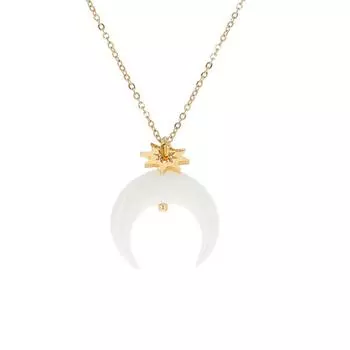 Les Trsors De Lily [R4434] - Дизайнерское стальное колье Clopatra , белое золото - 20 мм (рог)