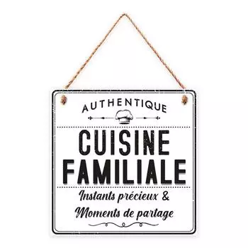 Les Trsors De Lily [R4585] - Деревянная табличка Сообщения белая (Аутентичная семейная кухня - драгоценные моменты и моменты совместного времяпрепровождения) - 20х20см