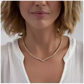 Les Trsors De Lily [R4758] - Позолоченное колье Crystal River из белого золота - 45 см, 4 мм