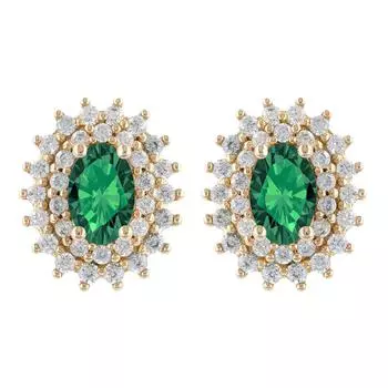 Les Trsors De Lily [R4762] - Позолоченные серьги Victorina зелено-белое золото - 12x10 мм