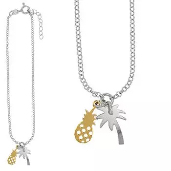 Les Trsors De Lily [R4998] — серебряный браслет ручной работы «Palmier Pineapple», золото, серебро (родий) - 26см 14х10мм (Пальма)