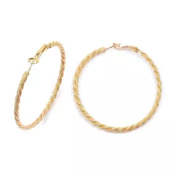 Les Trsors De Lily [R5053] - Позолоченные серьги-кольца Torsades - 55x3 мм