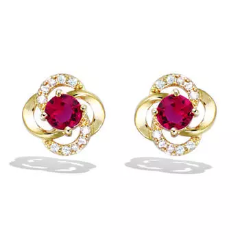 Les Trsors De Lily [R5152] - Позолоченные серьги Сисси золотой рубин - 10x10 мм