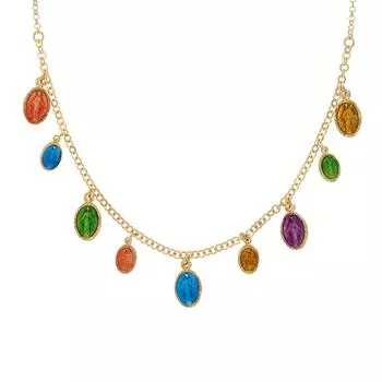 Les Trsors De Lily [R5491] - Серебряное колье ручной работы Дева Мария разноцветное золото - 10x7 мм