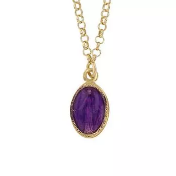 Les Trsors De Lily [R5493] - Серебряное колье ручной работы Дева Мария пурпурное золото - 10x7 мм