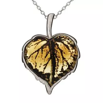 Les Trsors De Lily [R5517] - Серебряный кулон ручной работы «Вдохновение», серебряный янтарь (родий) - 25x18мм (лист)