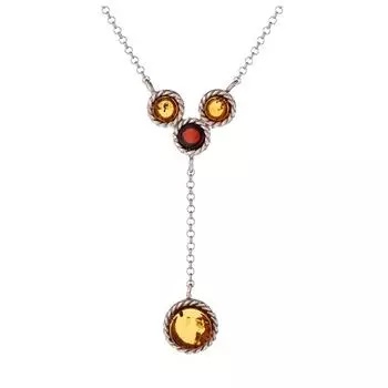 Les Trsors De Lily [R5522] - Серебряное колье ручной работы Вдохновение Янтарь 2 тона серебра (родий) - 40x15 мм