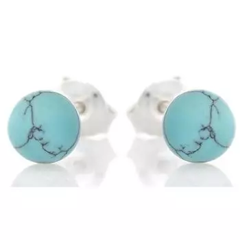 Les Trsors De Lily [R5586] - Серебряные серьги ручной работы Меган бирюзовое серебро (родий) - 6 мм