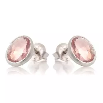 Les Trsors De Lily [R5590] - Серебряные серьги Меган из розового кварца (родий) - 10x8мм