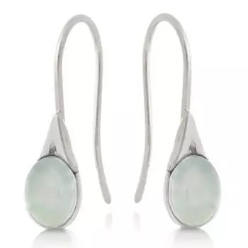 Les Trsors De Lily [R5595] - Серебряные серьги цвета морской волны с агатом Меган (родий) - 12x5 мм