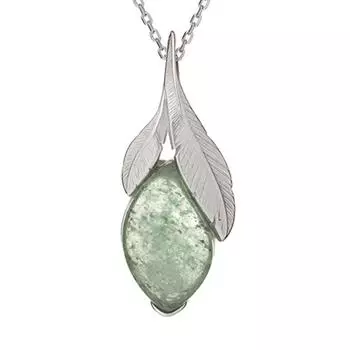 Les Trsors De Lily [R5607] - Серебряный кулон Меган из серебристо-зеленого кварца (родий) - 30x12 мм