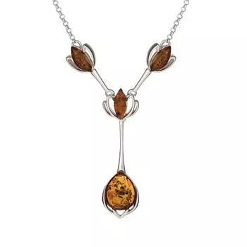 Les Trsors De Lily [R5656] - Серебряное колье ручной работы Вдохновение Серебро коньячного янтаря (родий) - 33x8 мм