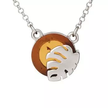 Les Trsors De Lily [R5665] - Серебряное колье ручной работы Вдохновение коньячный янтарь (родий) - 10 мм