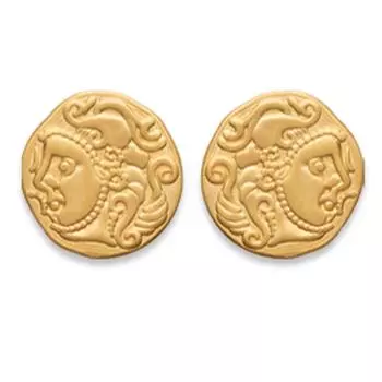 Les Trsors De Lily [R5782] - Позолоченные серьги Клеопатра - 10 мм (Греко-римское лицо)