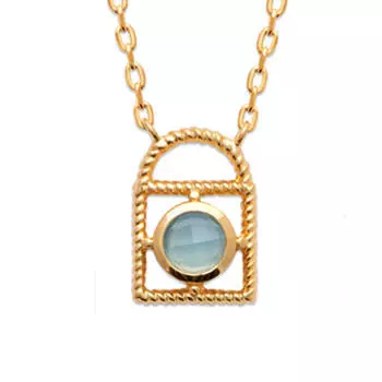 Les Trsors De Lily [R5792] - Позолоченное колье Clopatra золотисто-серого цвета (лабрадорит) - 45см 11х8мм (замок)