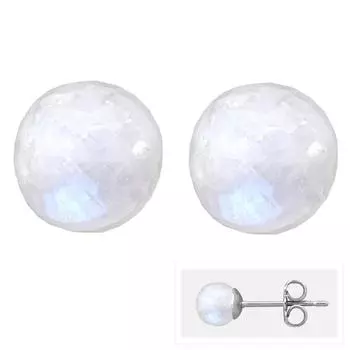 Les Trsors De Lily [R5943] - Стальные серьги ручной работы Mineralia серебряный лунный камень - 6 мм