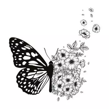 Les Trsors De Lily [R6019] - Лист наклеек Цветы бабочки - 20x70 см чёрный