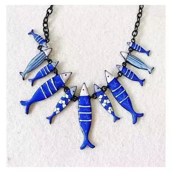 Les Trsors De Lily [R6121] - Дизайнерское длинное колье Lilipoupettes (сардины) синий - 13х5 см