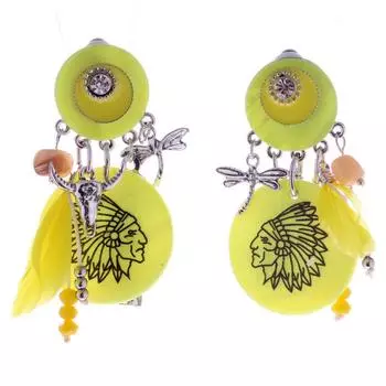 Les Trsors De Lily [R6126] - Заколки дизайнерские Lilipoupettes серебристо-желтые - 70x35 мм