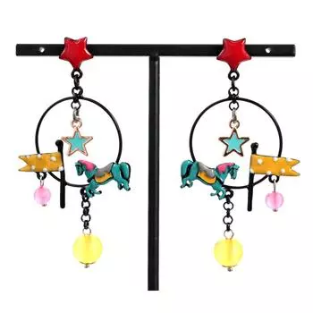 Les Trsors De Lily [R6165] - Дизайнерские серьги Lilipoupettes (карусель) разноцветный - 75х38 мм