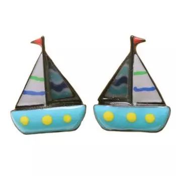 Les Trsors De Lily [R6209] - Дизайнерские серьги Lilipoupettes (лодка) бирюза - 20х18мм