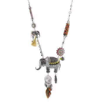 Les Trsors De Lily [R6235] - Дизайнерское колье Lilipoupettes (индийский слон) серебристо-оранжевый - 60 см - 12x7 см