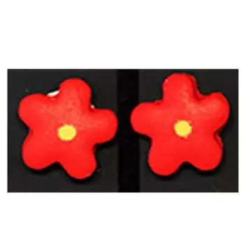 Les Trsors De Lily [R6387] - Серьги ручной работы Колумбина и Арлекин красные (цветок) - 10 мм