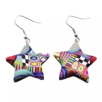 Les Trsors De Lily [R6422] — Разноцветные серьги ручной работы «Колумбина и Арлекин» — 30x30 мм