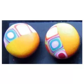 Les Trsors De Lily [R6423] — Серьги ручной работы разноцветного оранжевого цвета «Колумбина и Арлекин» — 9 мм