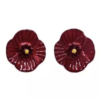 Les Trsors De Lily [R6428] - Дизайнерские серьги Lilipoupettes (маки) красный - 17х16мм