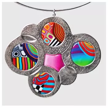 Les Trsors De Lily [R6460] - Колье ручной работы Колумбина и Арлекин разноцветное золото - 42 см - 8x7 см (палитра)